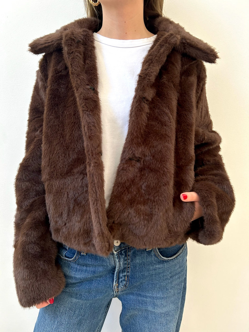 Chaqueta Efecto Pelo Brown