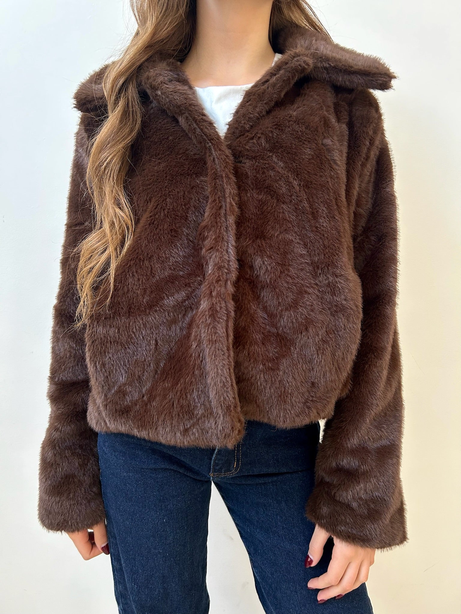 Chaqueta Efecto Pelo Brown